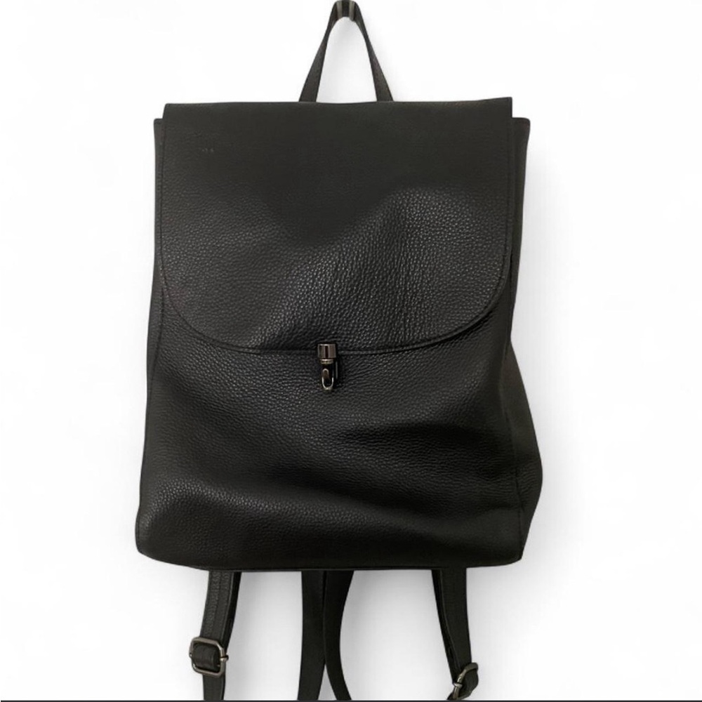 Classic Black Leather Backpack